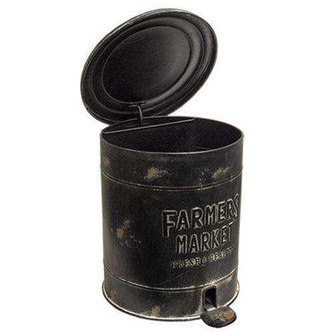 Farmers Market Metal Trash Bin with Pedal to Open Lid - The Fox Decor